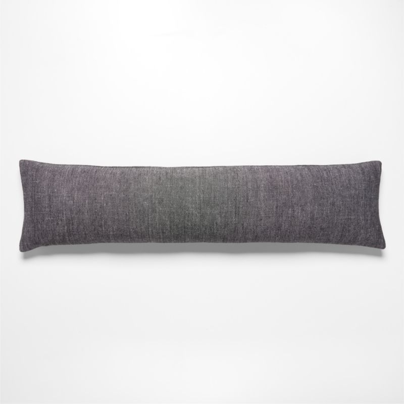 48"x12" Stonewash Grey Linen Pillow With Feather-Down Insert - Image 1