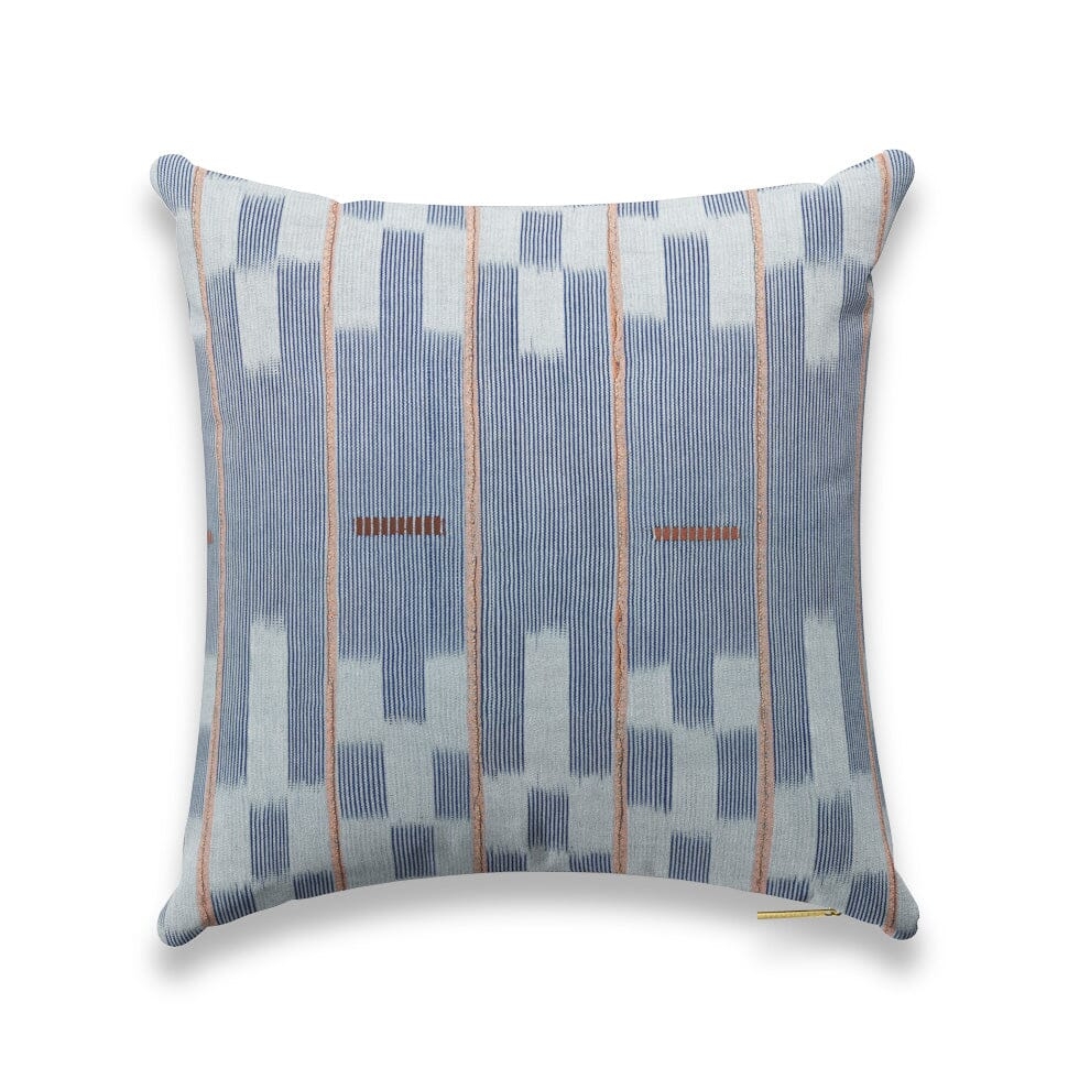 Chambray Lattice Baule Pillow by St. Frank | Blue | 20" W x 20" H | Cotton/Linen - Image 0