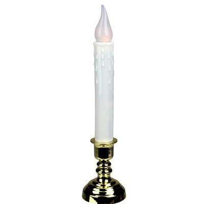 8.5" White And Gold Battery Operated Led Christmas Candle Lamp With Automatic Timer - Image 0