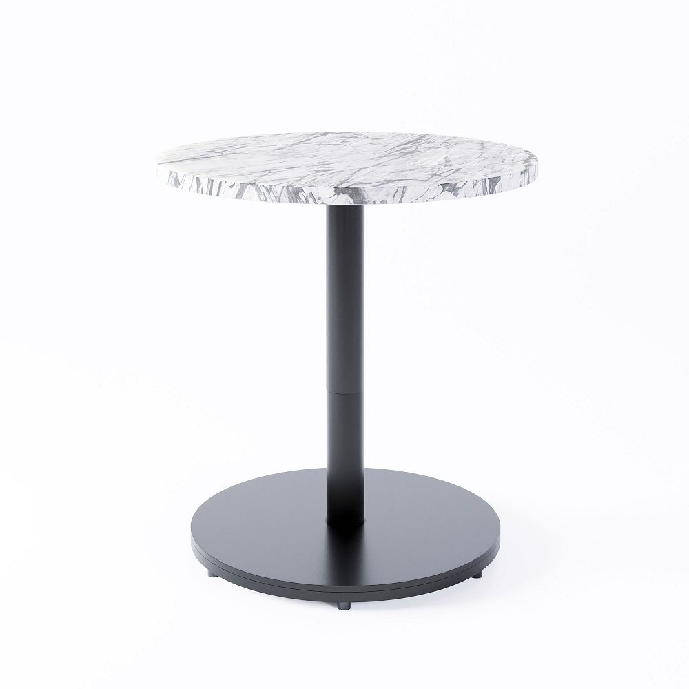 Restaurant Table Top 24 Round,White Marble,Table Base,Orbit, Bronze/Bronze - Image 0