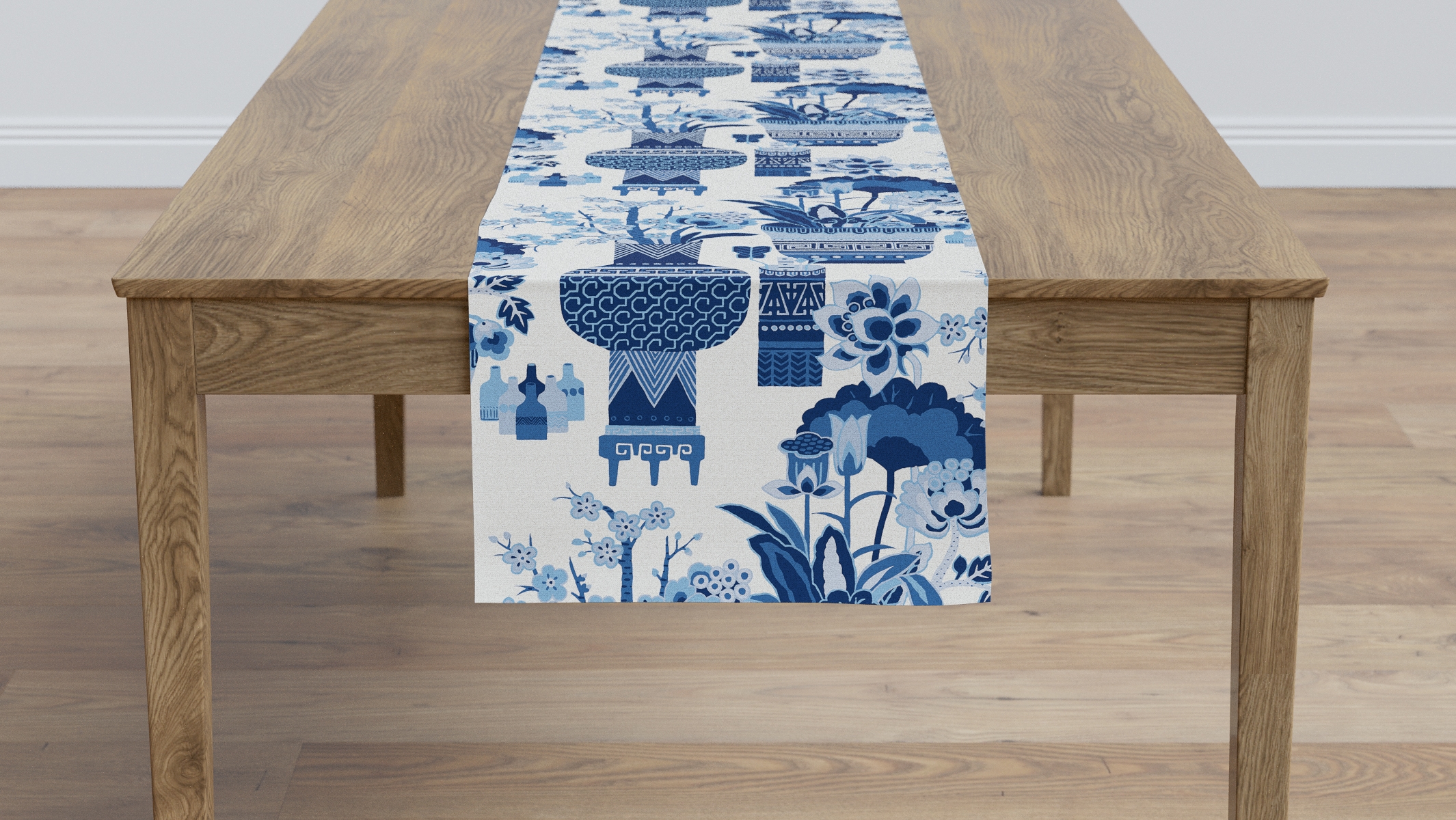 Table Runner 16" x 90", Delft Kan-Shie, 16" x 90" - Image 1