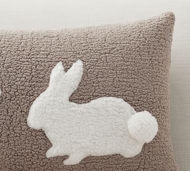 Pom Pom Bunny Pillow Cover, 16 x 26", Neutral Multi - Image 1