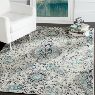 Katie Damask Cream/Light Gray Area Rug - Image 0
