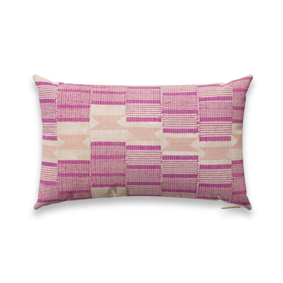 Berry Waterfall Yoruba Pillow by St. Frank | Pink | 26" W x 16" H | Cotton/Silk/Linen - Image 0