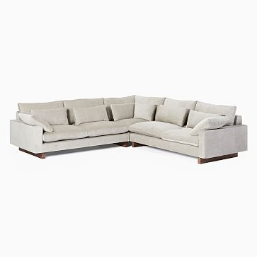 Harmony Sectional Set 03: Left Arm 2.5 Seater Sofa, Corner, Right Arm 2.5 Seater Sofa, Down Blend, Performance Twill, Dove, Walnut - Image 3