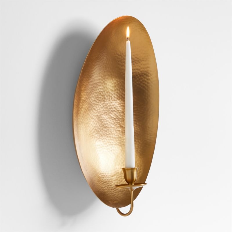 Odate Brass Hammered Metal Wall Sconce - Image 1