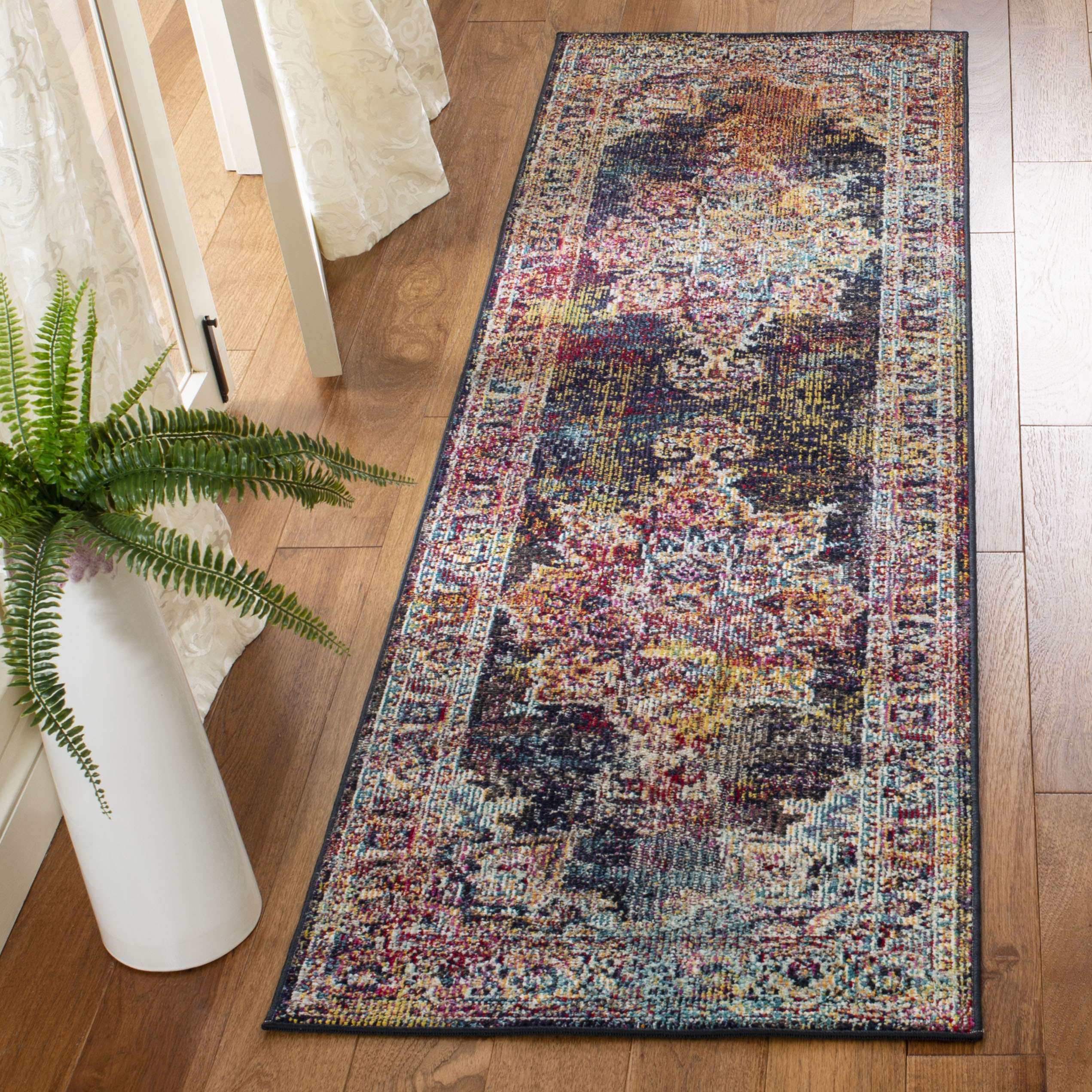 Arlo Home Woven Area Rug, CRS513H, Navy/Light Blue,  2' 2" X 7' - Image 1