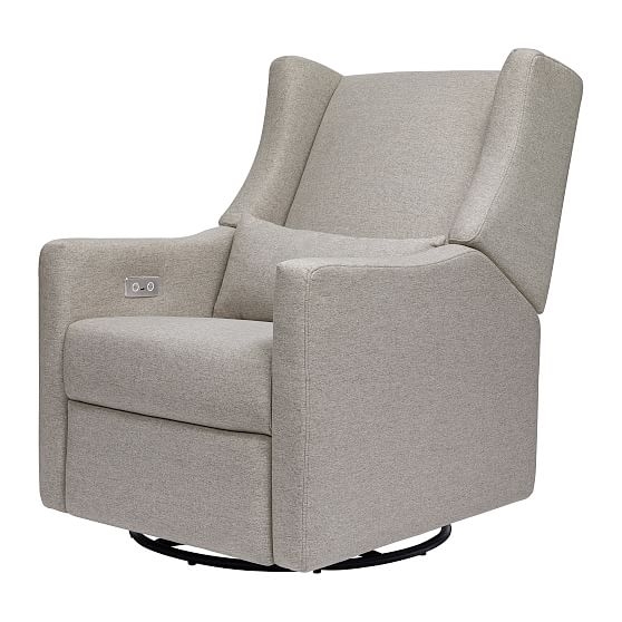 Kiwi Electronic Swivel Glider Recliner with USB Port, Performance Gray Eco-Weave, WE Kids - Image 0