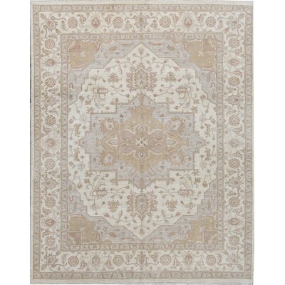 Cornwall Oriental Hand-Knotted 8' x 10' Wool Cream/Light Blue Area Rug - Image 0