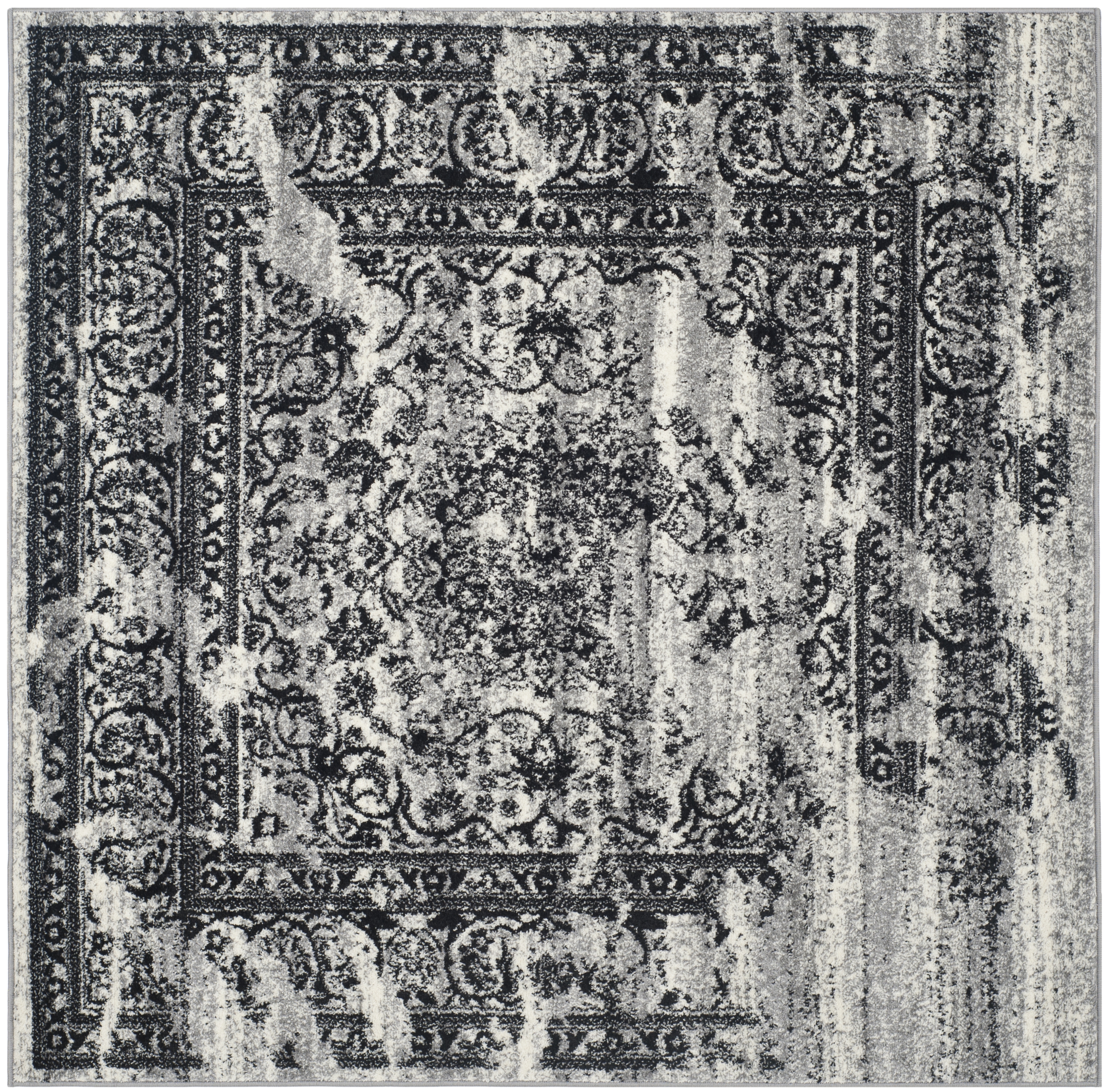 Arlo Home Woven Area Rug, ADR101A, Silver/Black,  4' X 4' Square - Image 0