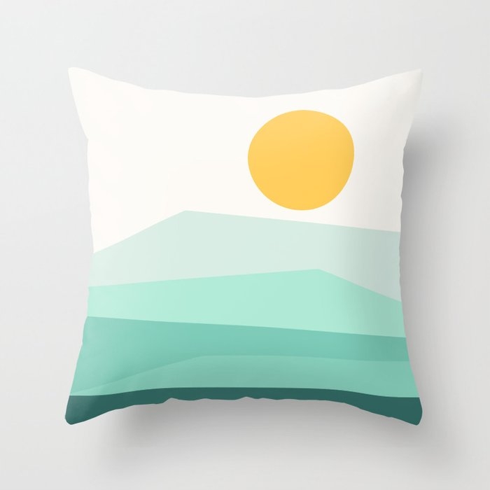 Abstract Landscape 09 Ice Blue Throw Pillow by The Old Art Studio - Cover (18" x 18") With Pillow Insert - Indoor Pillow - Image 0