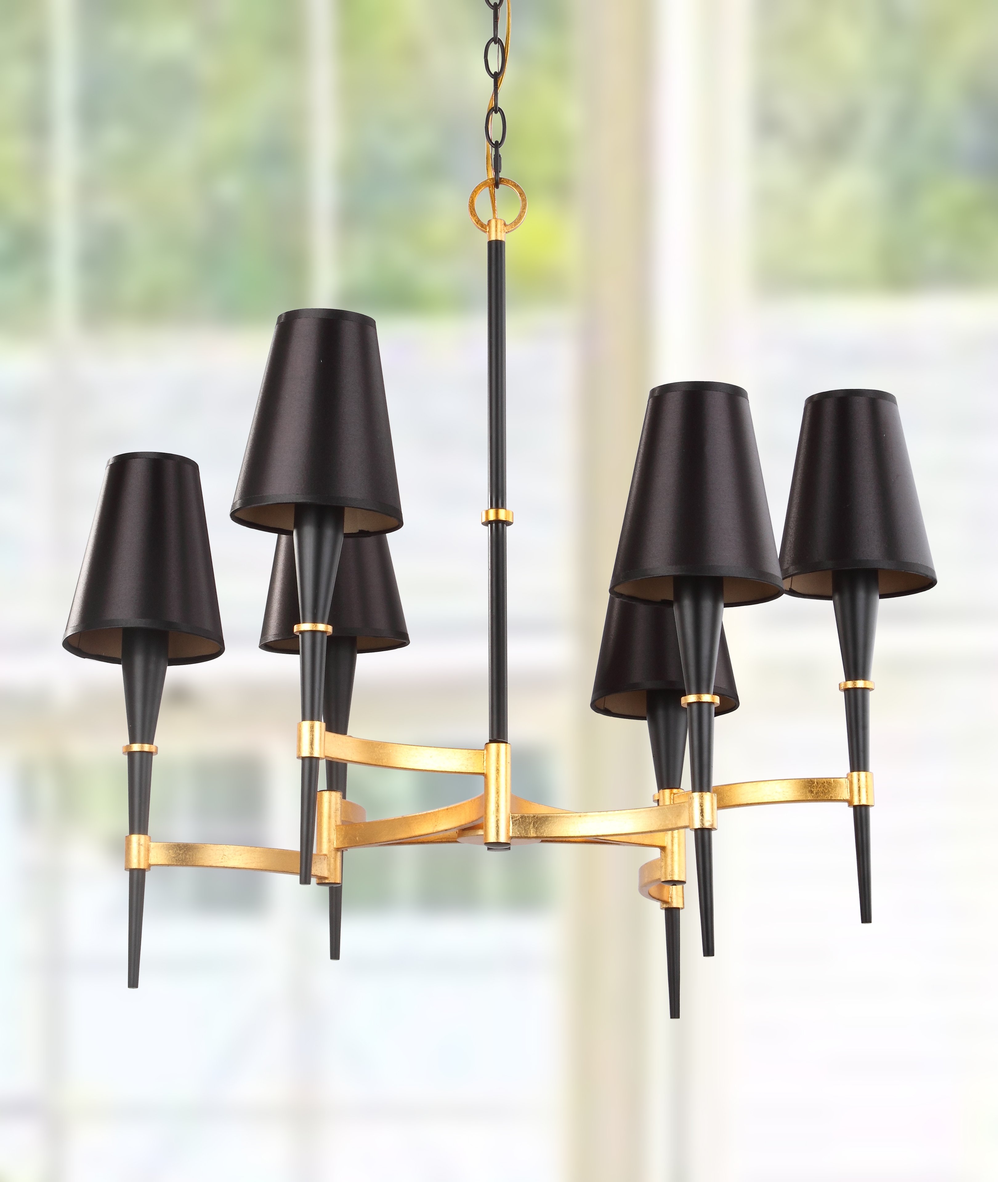 Alroy 3 Light 30-Inch Dia Chandelier - Black/Gold - Arlo Home - Image 0
