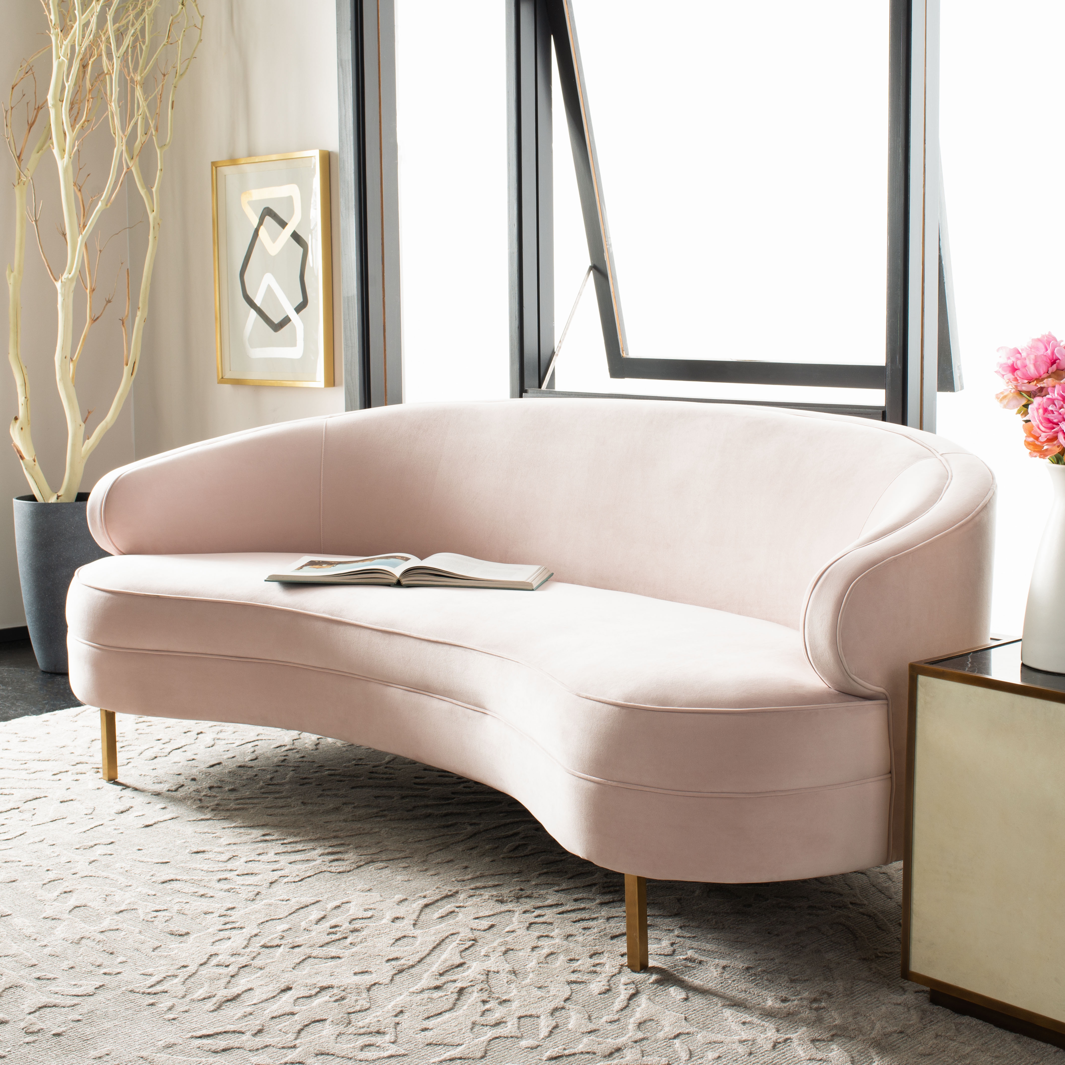 Primrose Curved Sofa - Light Pink - Safavieh - Image 1