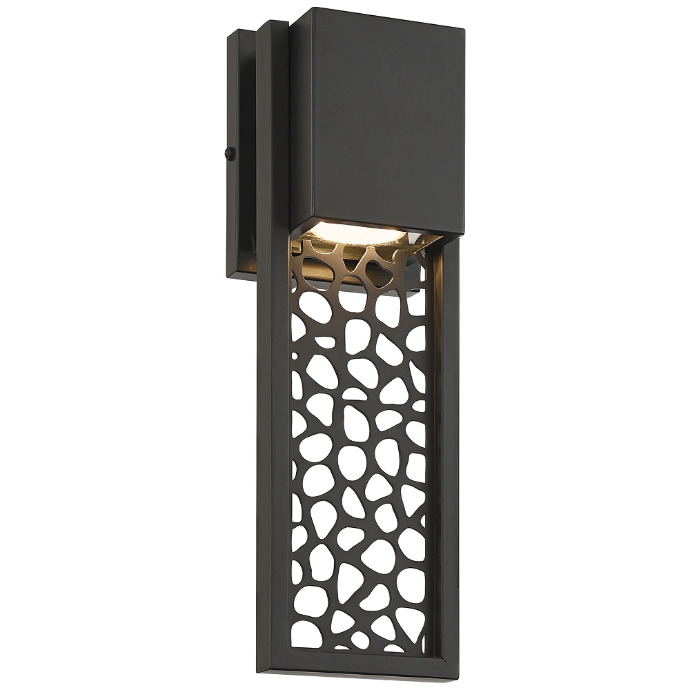 Possini Euro Miele 16" High Matte Black Outdoor LED Wall Light - Image 0