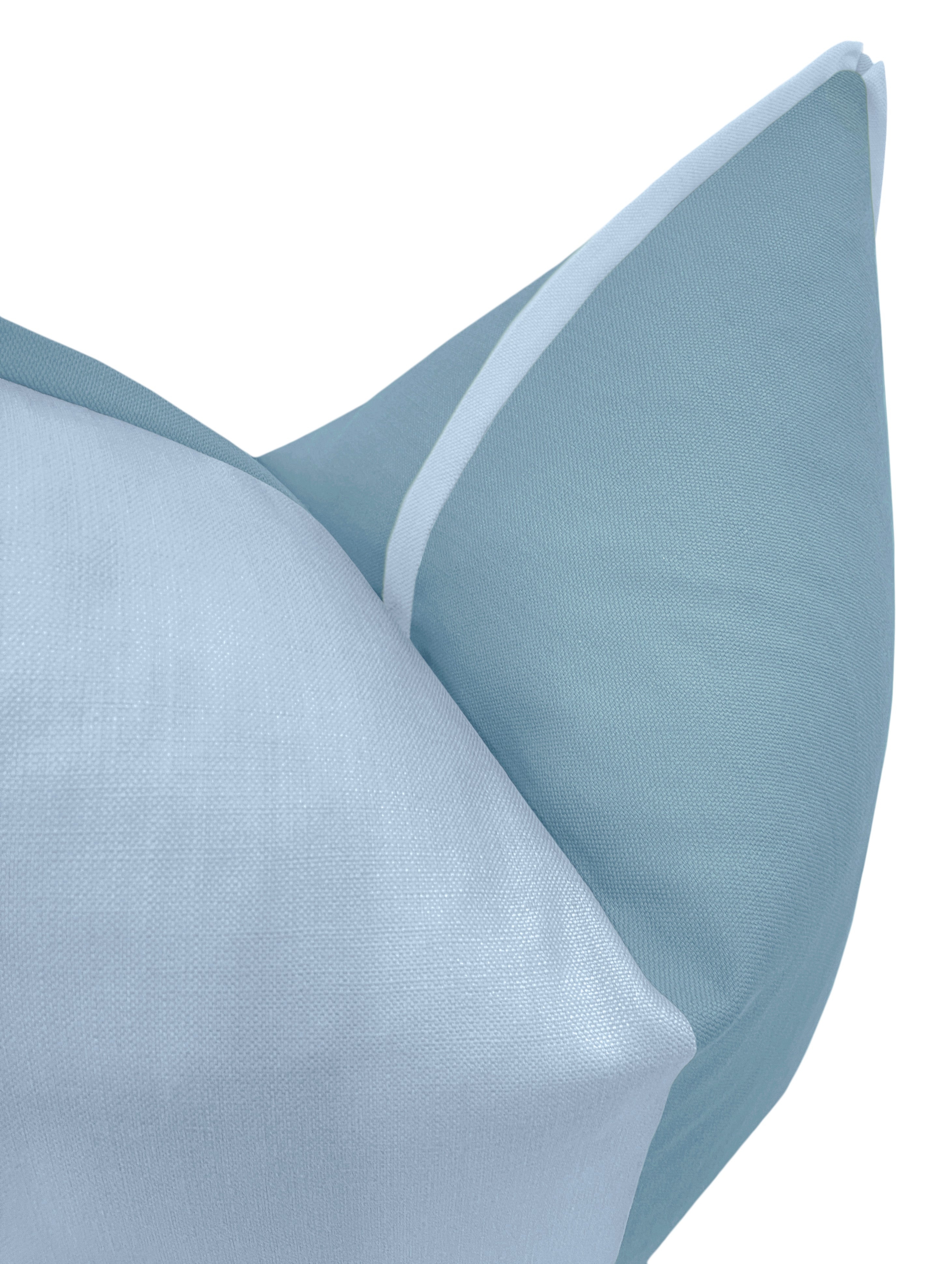 THE TONAL DUET | CLASSIC LINEN // POWDER BLUE + HYDRANGEA BLUE - 22" X 22" - Image 2