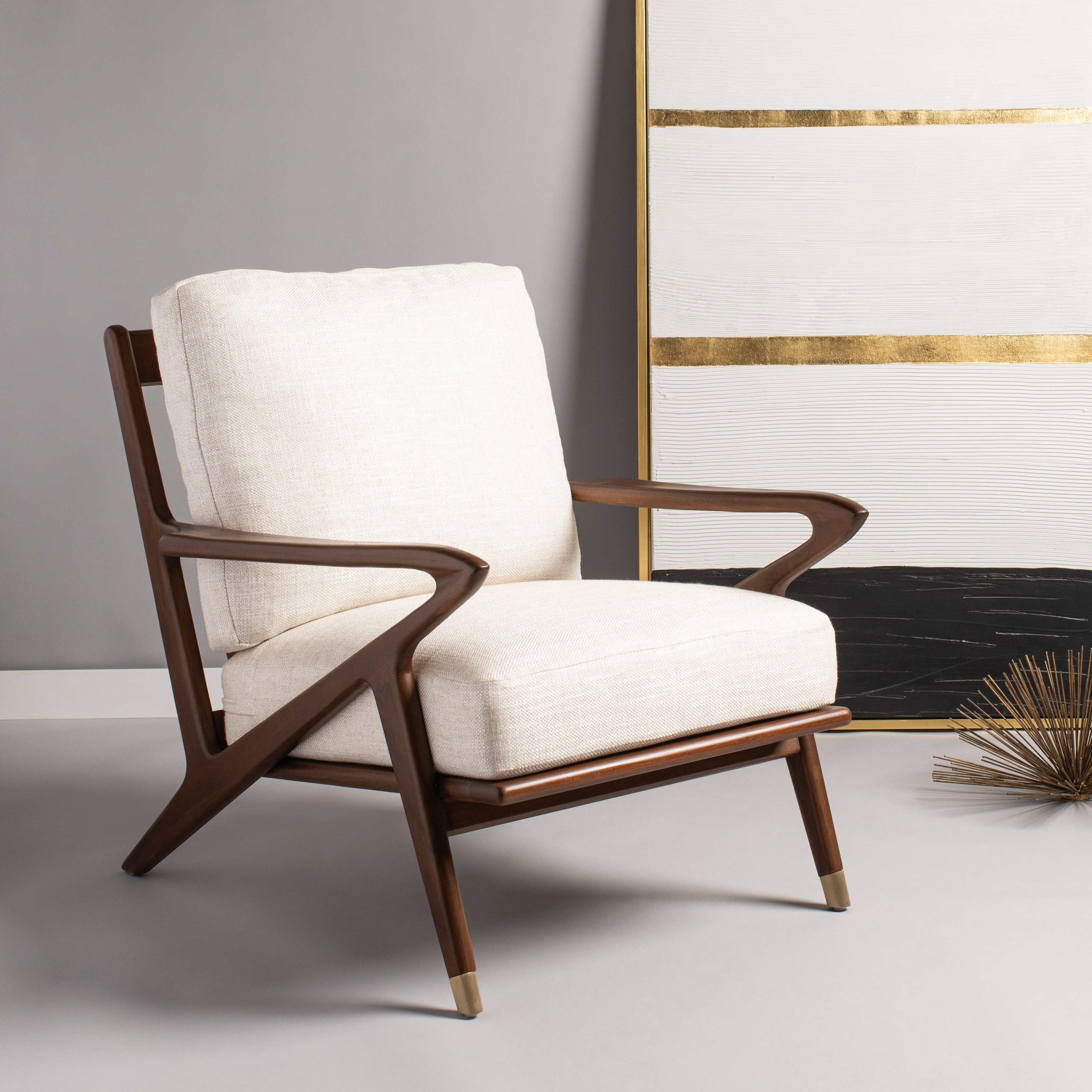 Killian Mid Century Accent Chair - Cream - Safavieh - Image 1