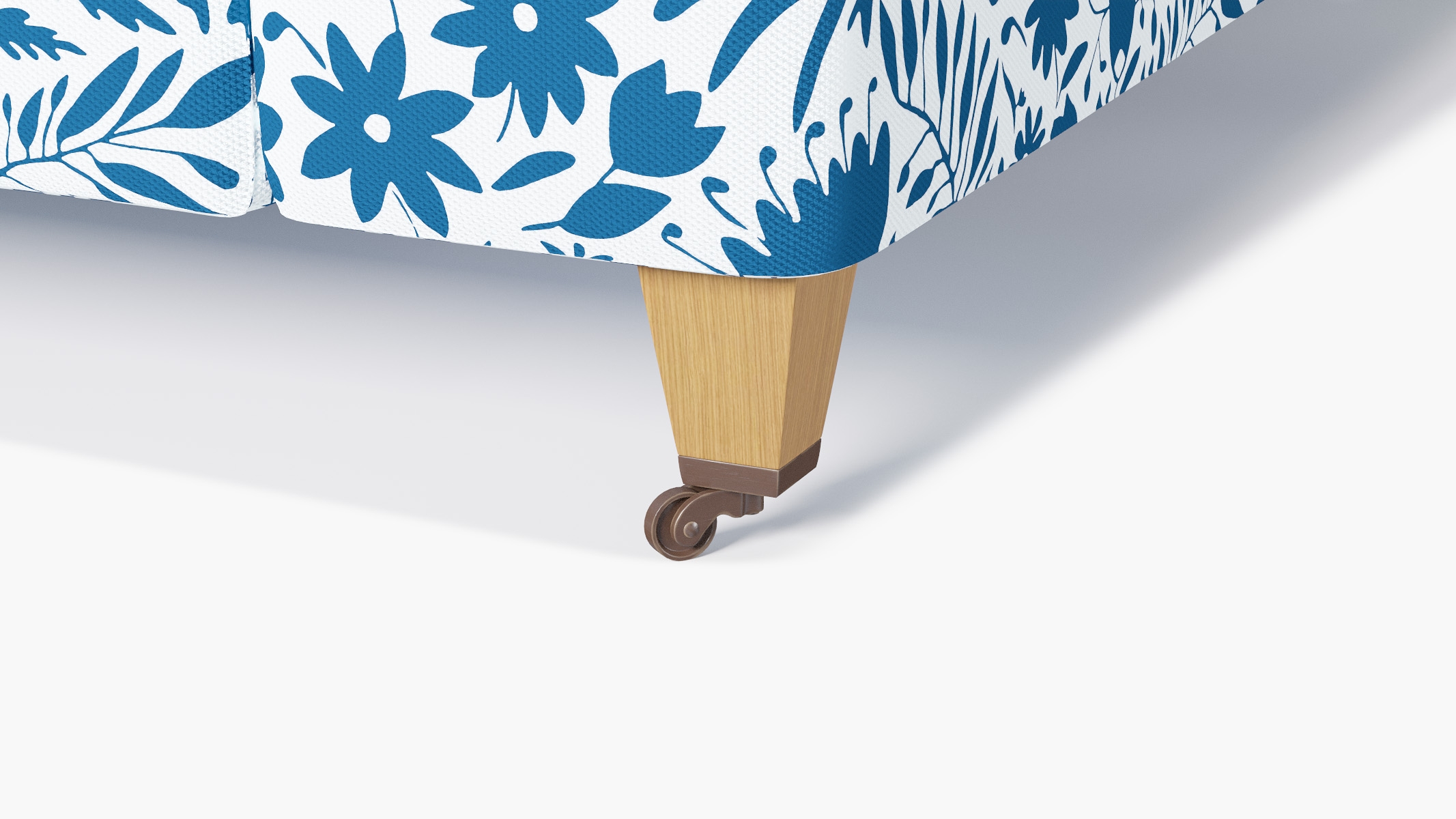 Classic Sofa, Cerulean Frida, Natural with Antique Brass Caster - Image 1