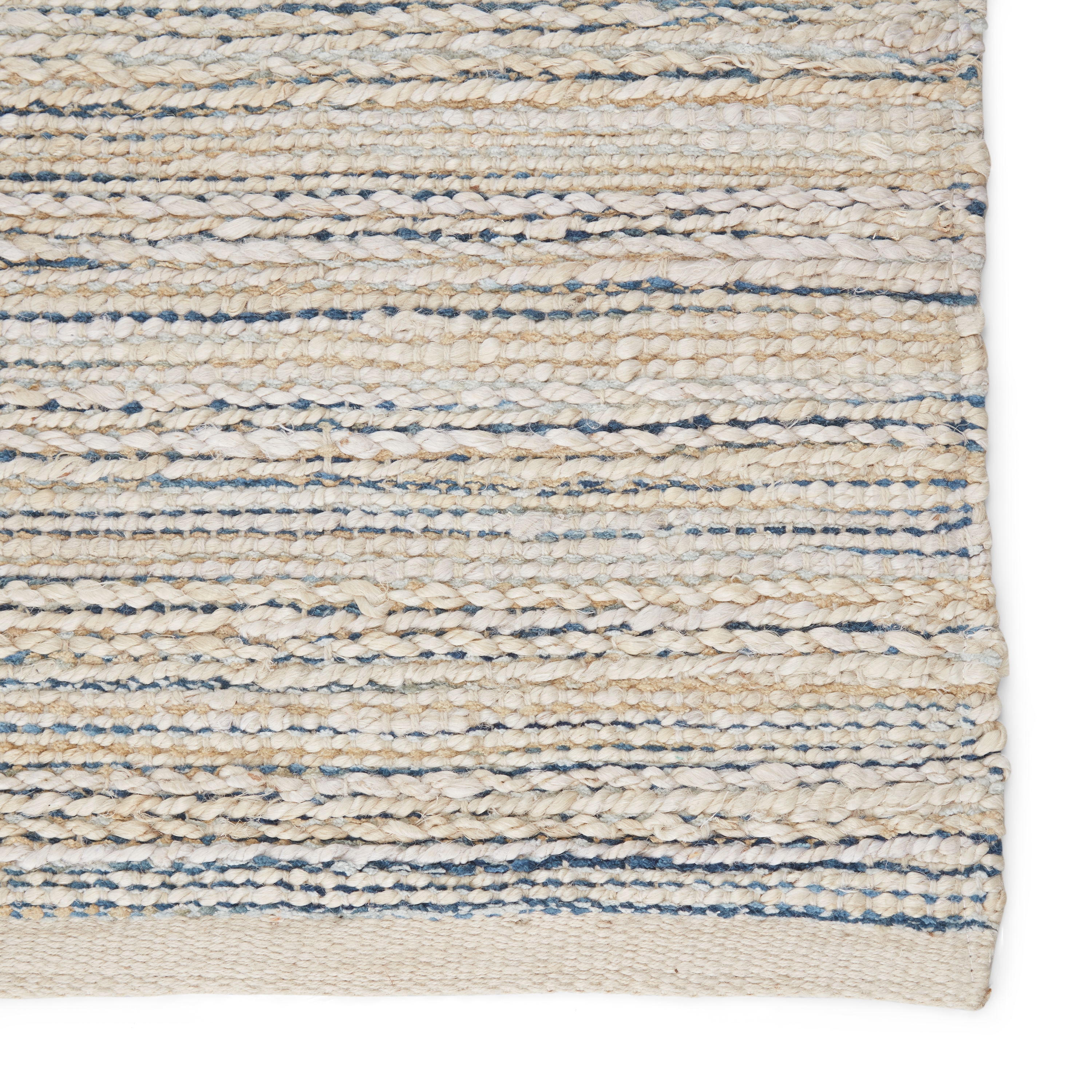 Canterbury Natural Stripe White/ Blue Runner Rug (2'6"X9') - Image 3