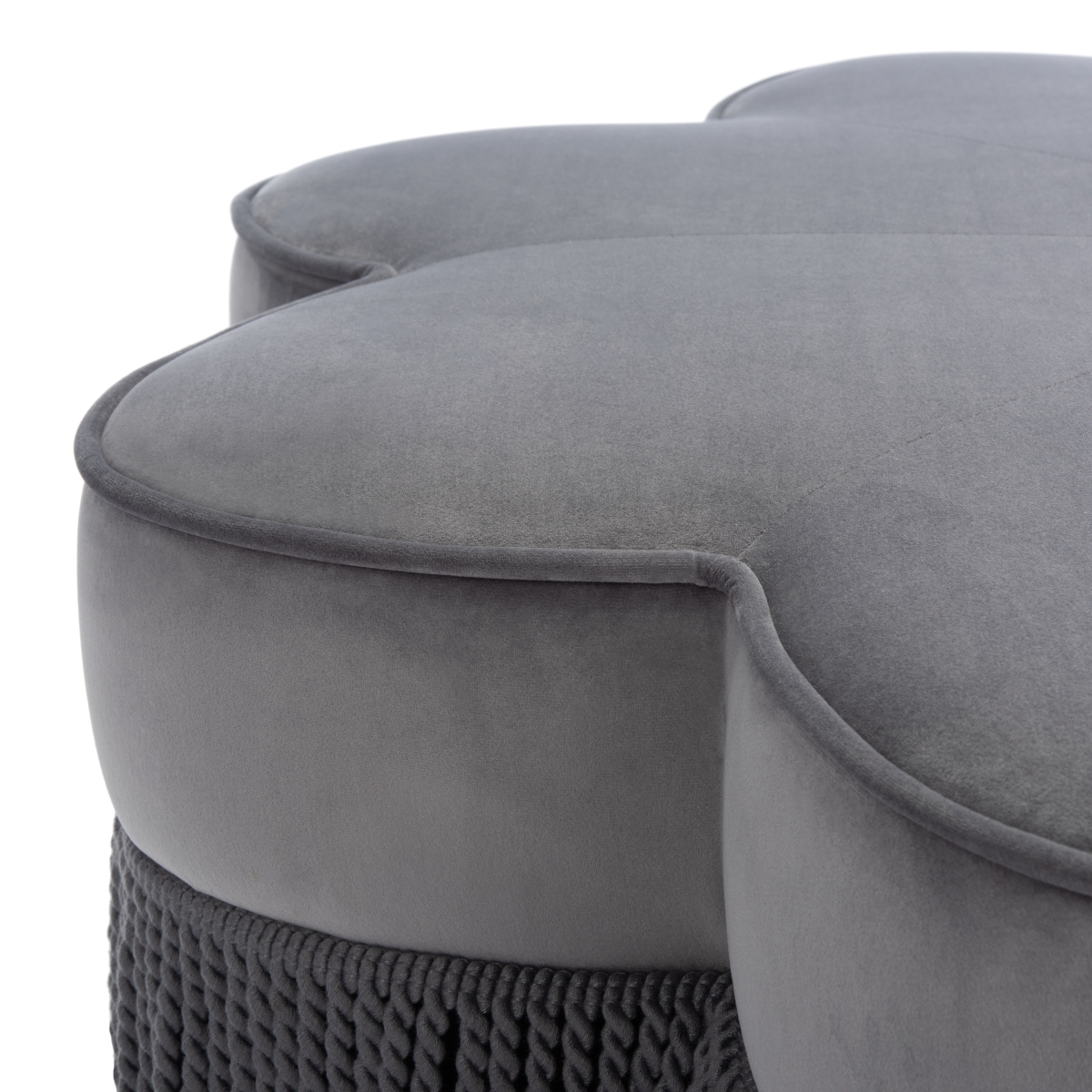 Tanith Flower Ottoman - Dark Grey - Safavieh - Image 2