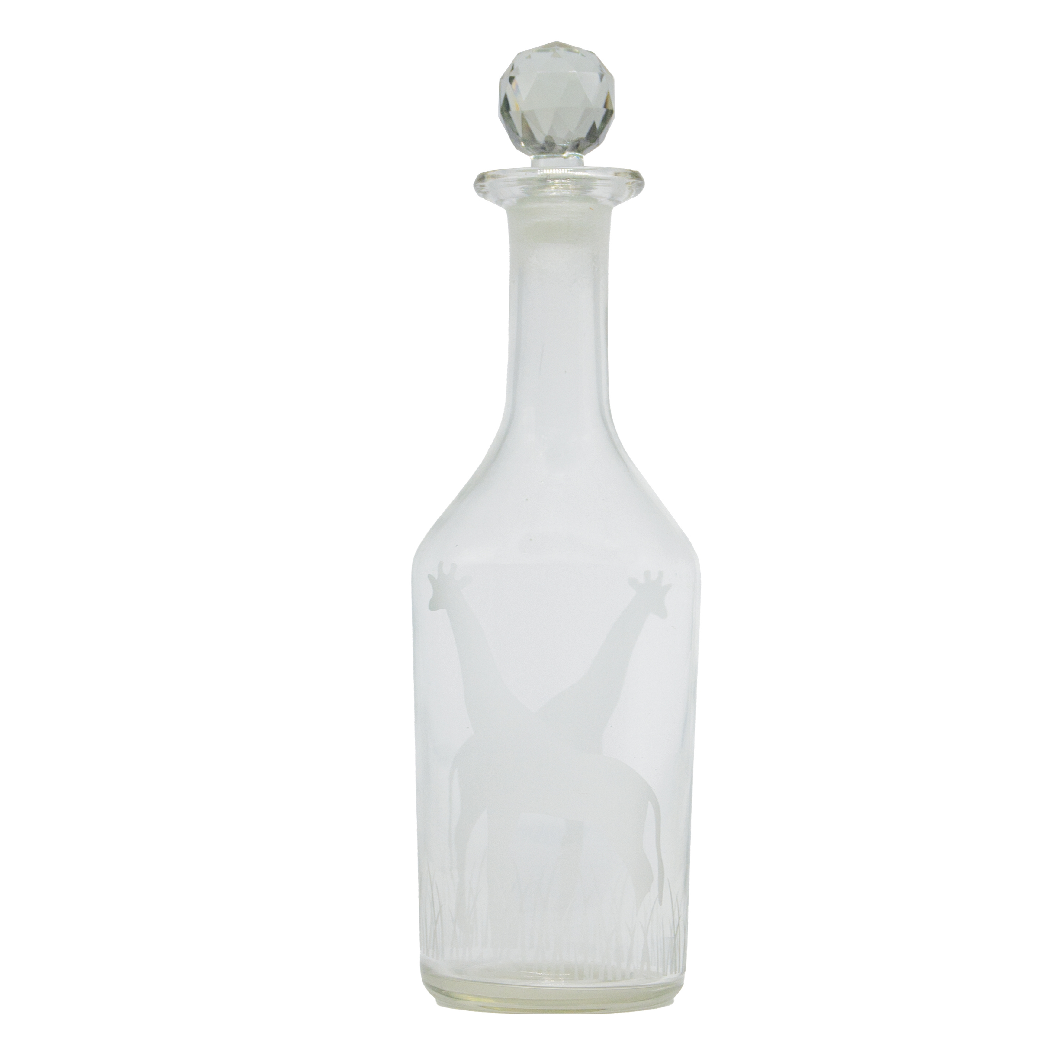 20-Ounce Etched Glass Decanter with Giraffes and Glass Stopper, Clear - Image 0