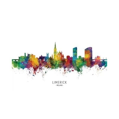 Limerick Ireland Skyline City Name by Michael Tompsett - Wrapped Canvas Graphic Art Print - Image 0