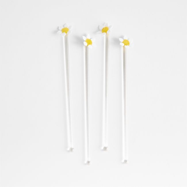Daisy Icon Glass Drink Stirrers, Set of 4 - Image 0
