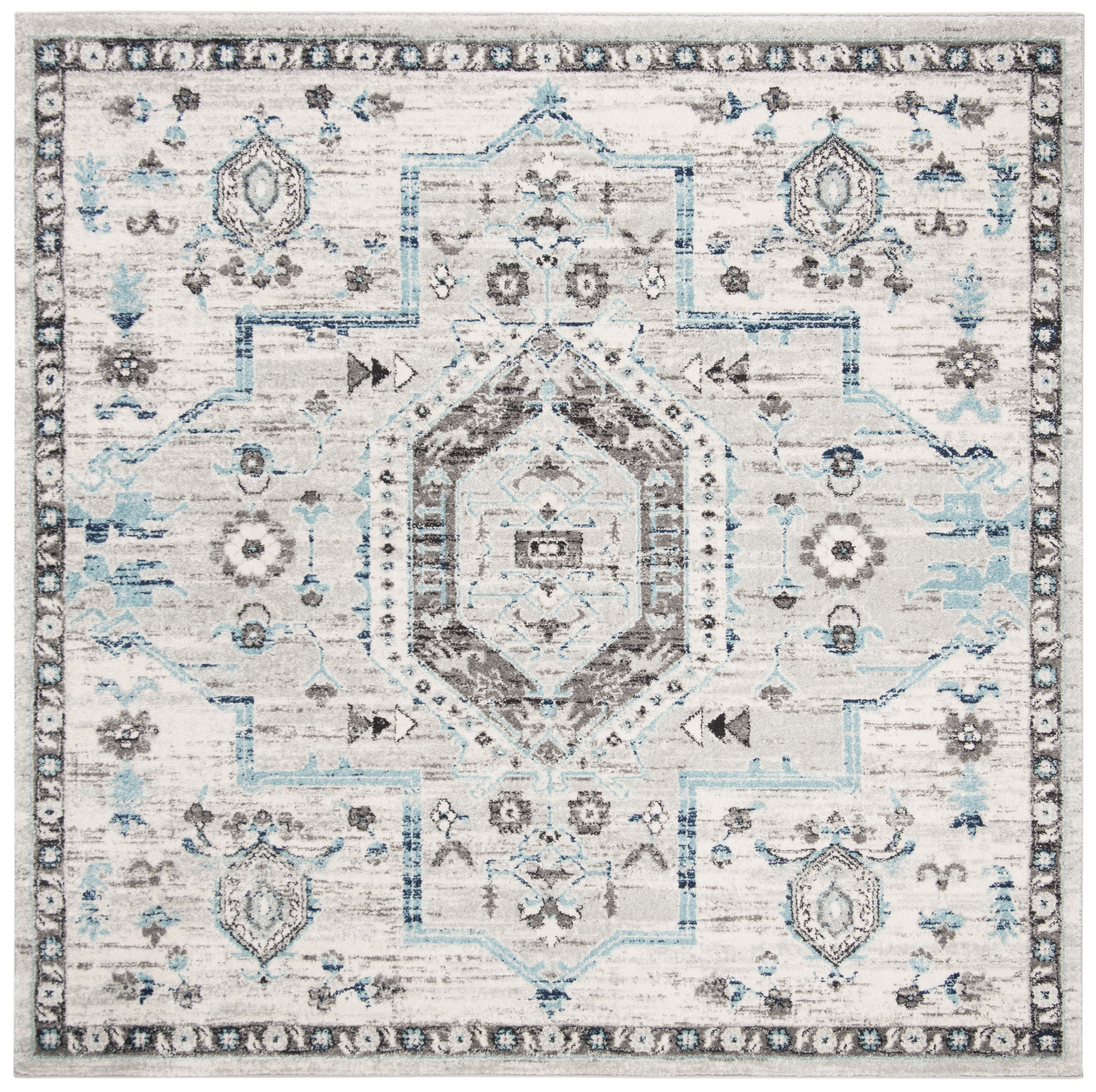 Arlo Home Woven Area Rug, MAD928F, Grey/Dark Grey,  6' 7" X 6' 7" Square - Image 0