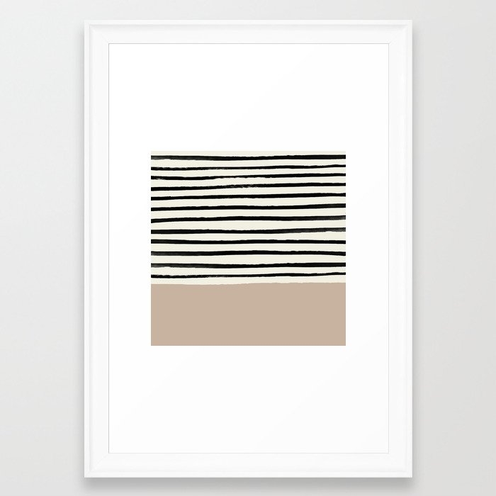 Latte & Stripes Framed Art Print by Leah Flores - Scoop White - SMALL-15x21 - Image 0