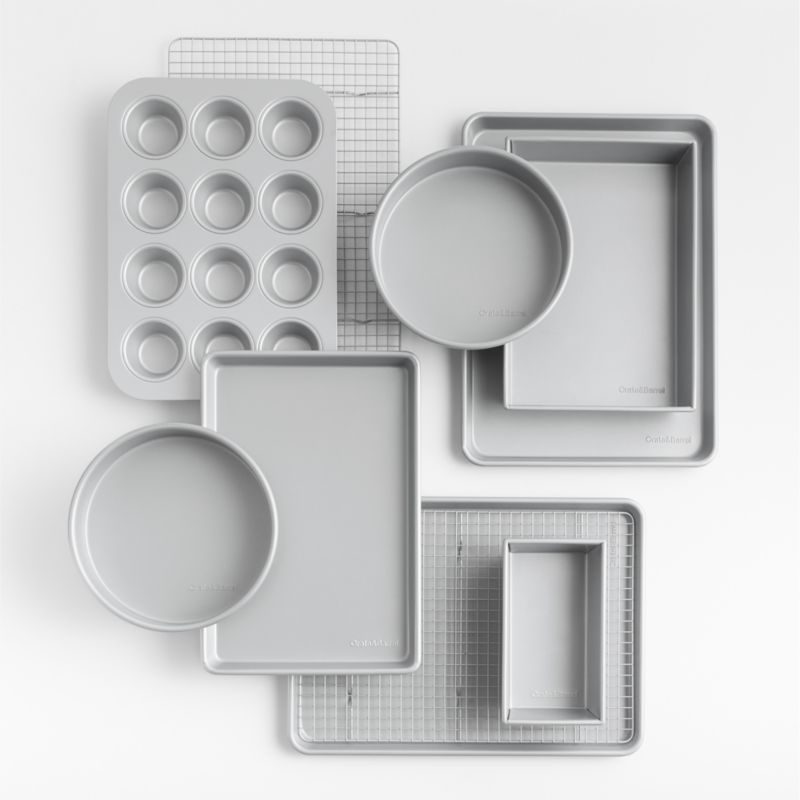 Crate & Barrel Silver 10-Piece Non-Stick Bakeware Set - Image 1