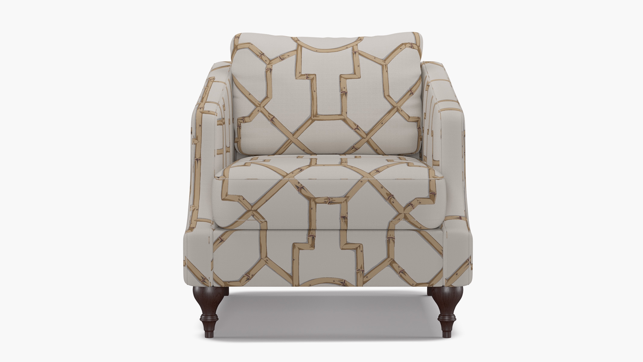 Slope Arm Chair, Tan Baldwin Bamboo, Espresso Turned Wood Leg - Image 0