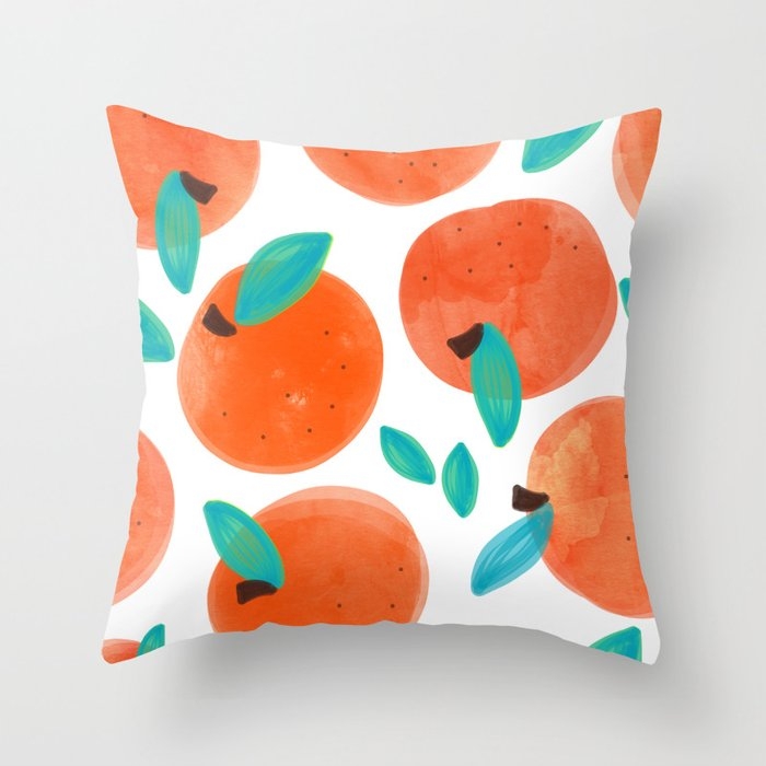 Coral Fruit #painting #pattern Throw Pillow by 83 Oranges Free Spirits - Cover (20" x 20") With Pillow Insert - Outdoor Pillow - Image 0