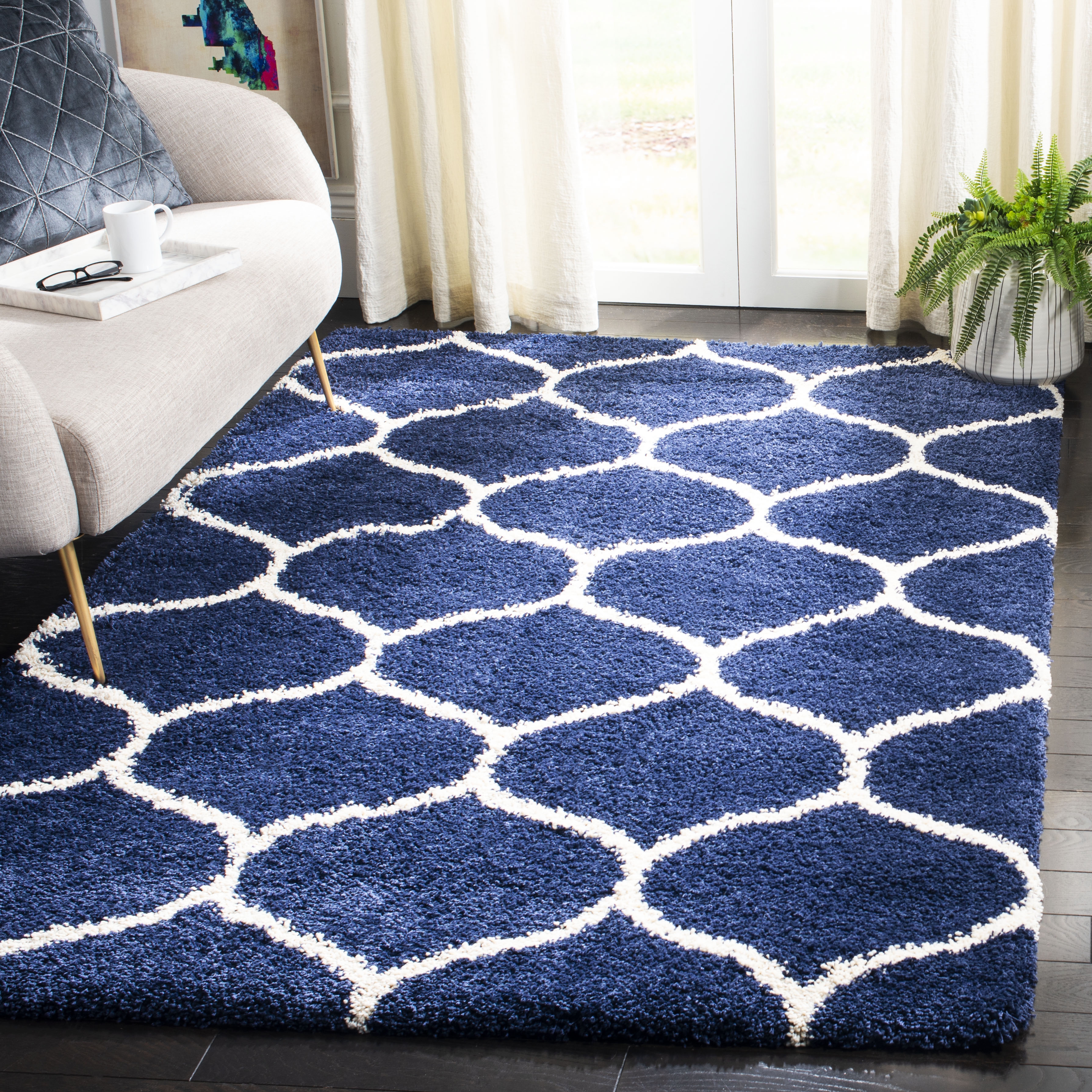 Arlo Home Woven Area Rug, SGH280C, Navy/Ivory,  4' X 6' - Image 1