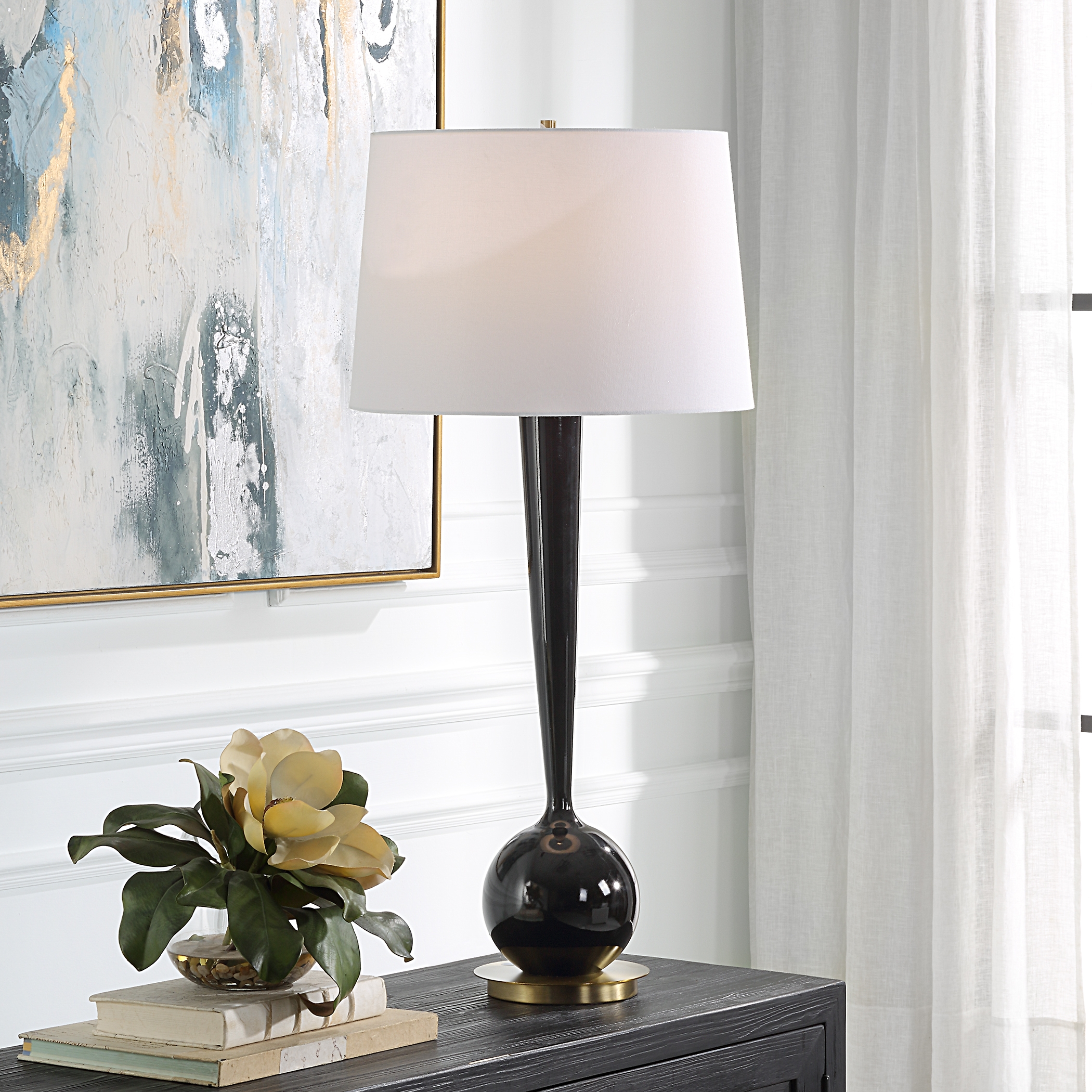 Brielle Polished Black Table Lamp - Image 1