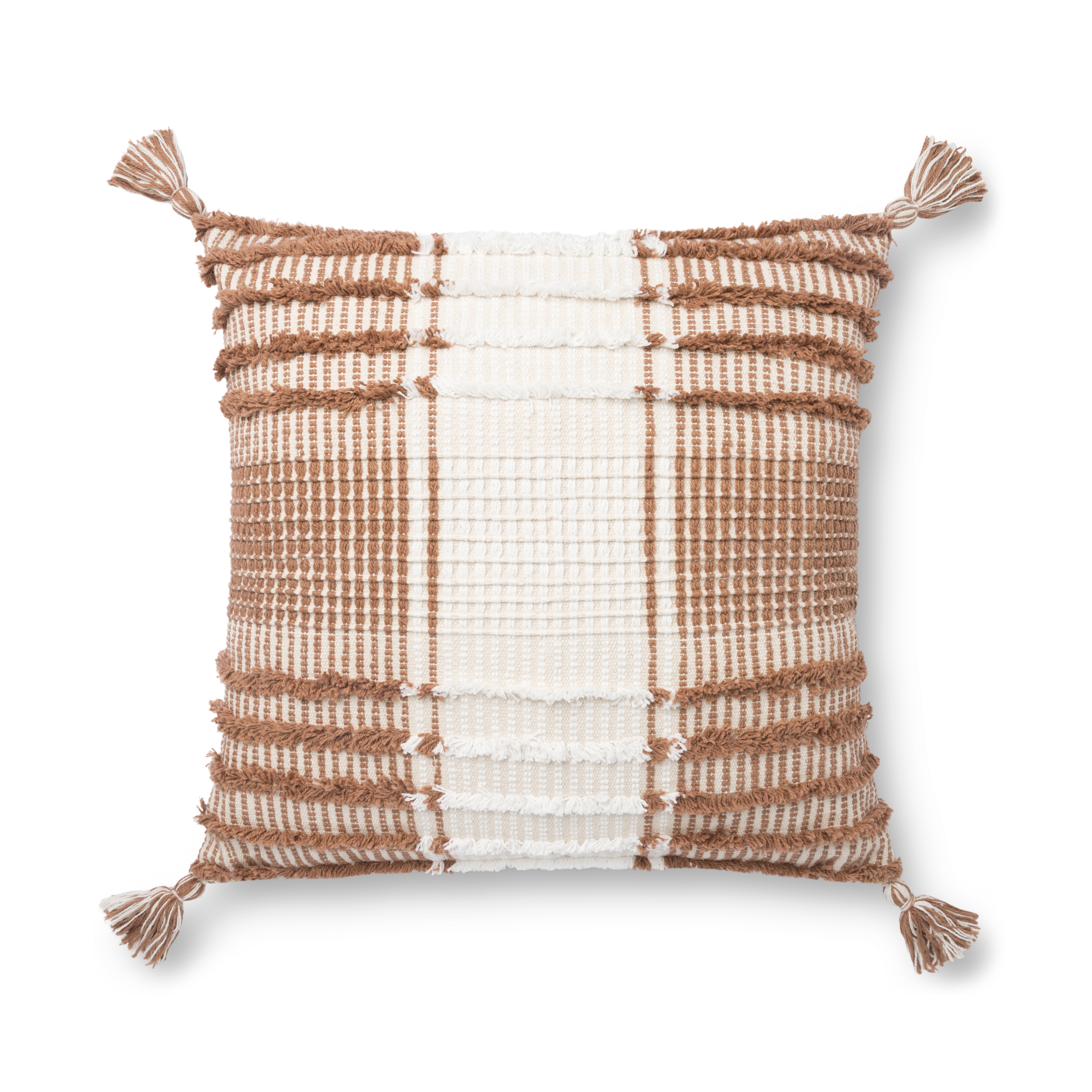 ED Ellen DeGeneres Crafted by Loloi Pillows P4121 Terracotta / White 18" x 18" Cover Only - Image 0