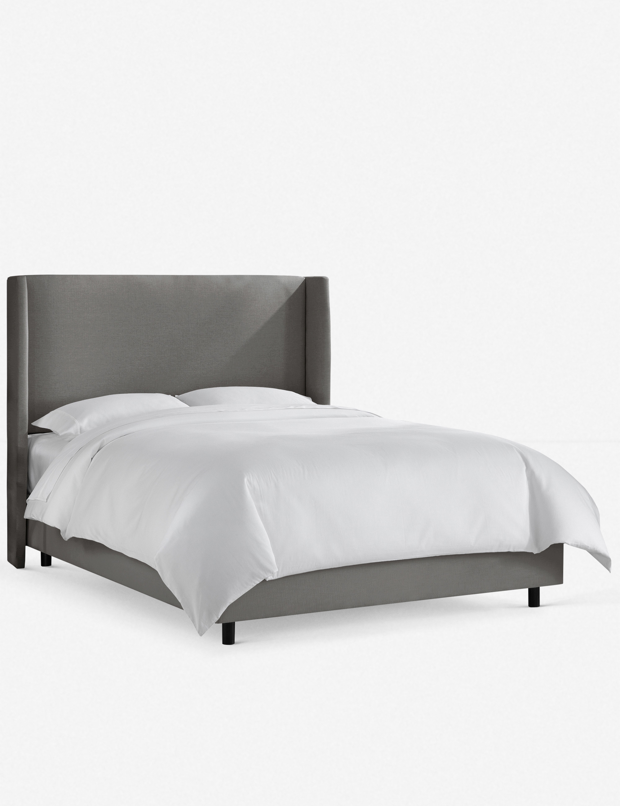 Adara Linen Bed, Gray Queen - Image 0