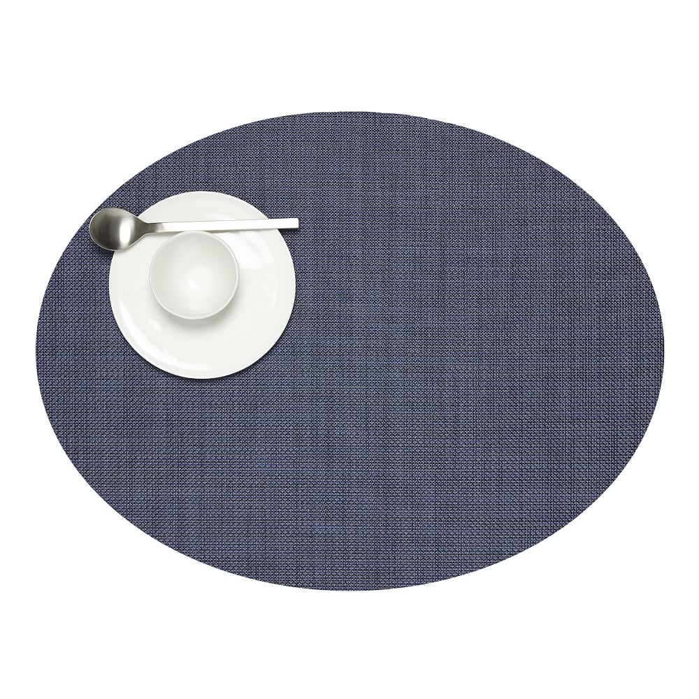 Chilewich Easy Care Mini Basket Placemat, Oval, Indigo, Set Of 4 - Image 0