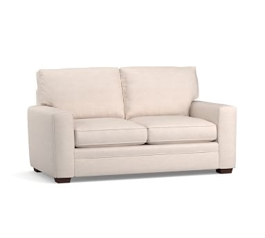 Pearce Square Arm Upholstered Loveseat 66", Down Blend Wrapped Cushions, Chenille Basketweave Pebble - Image 1