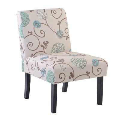 Upholstered Accent Armless Living Room Chair Set Of 2 (Beige/Floral) - Image 0