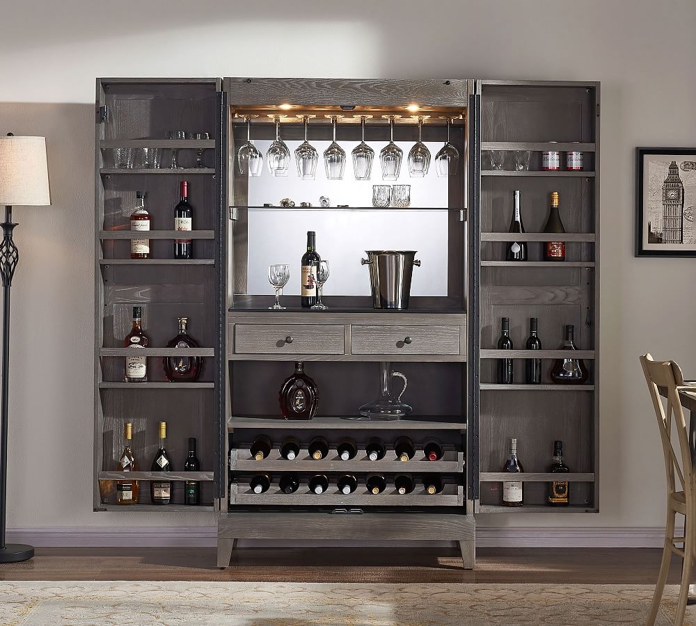Grillo 38" Bar Cabinet, Gray - Image 0