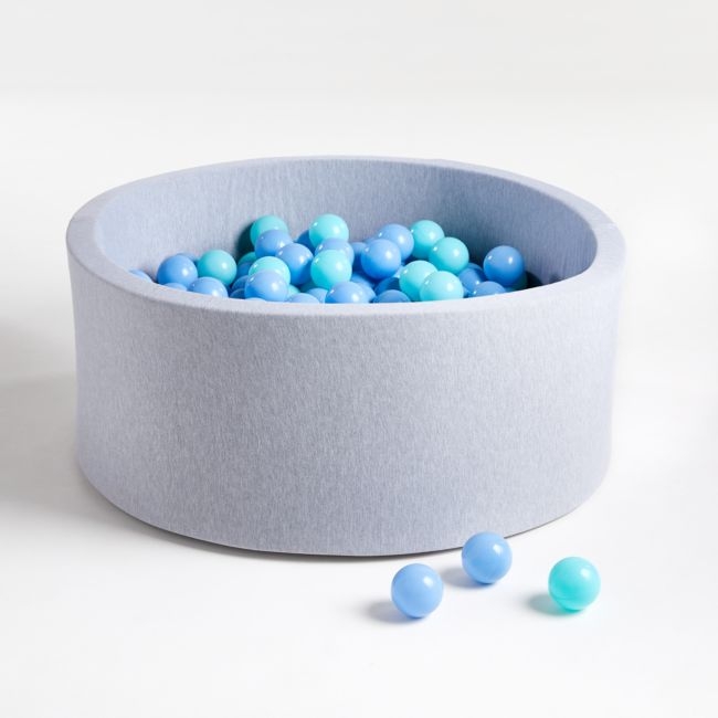 Baby and Toddler Light Grey Pop-Up Ball Pit with Blue Mixed Balls - Image 0