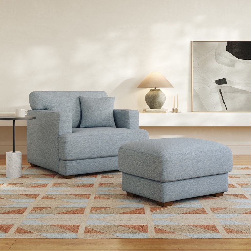 Dawn 36" Ottoman - Silver Light Blue - Image 1