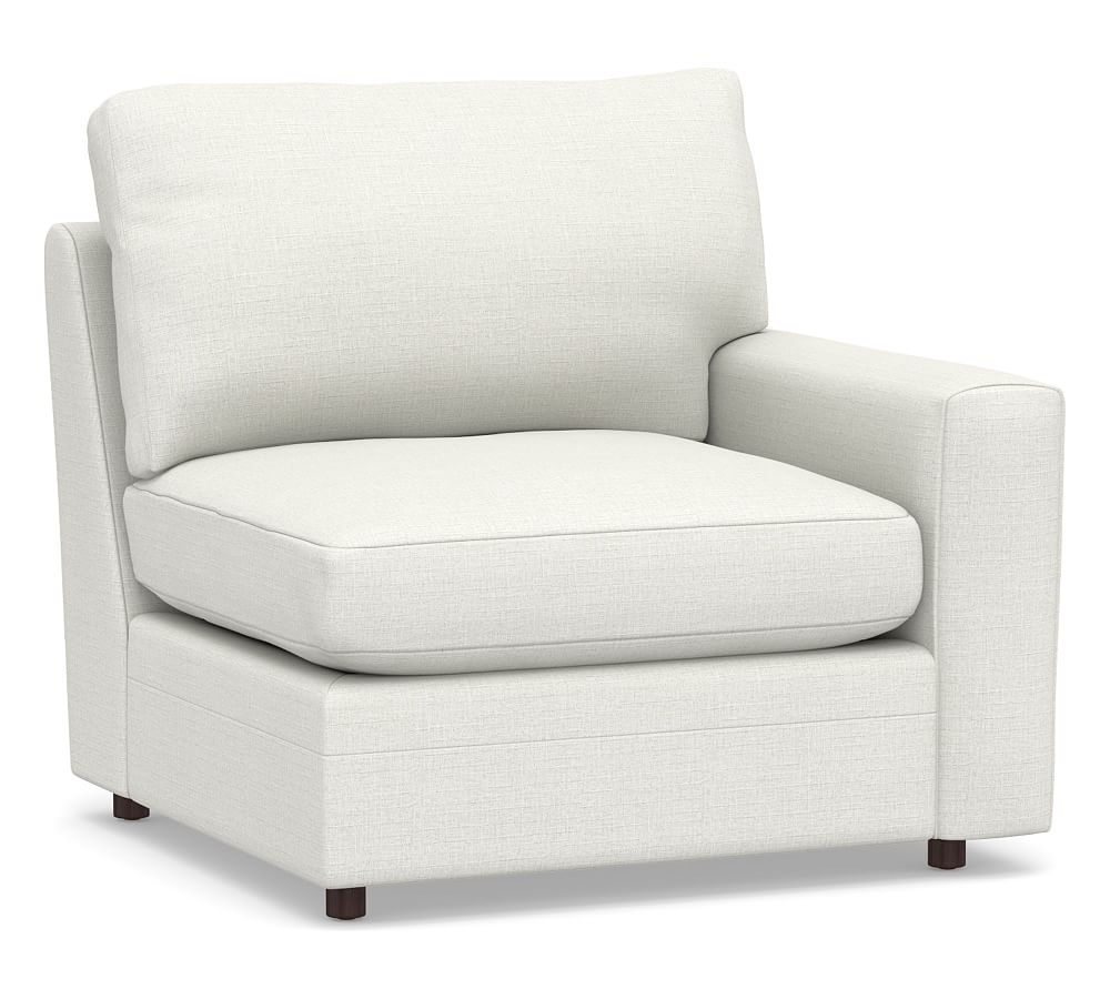 Pearce Modern Square Arm Upholstered Right Armchair, Down Blend Wrapped Cushions, Basketweave Slub Ivory - Image 0