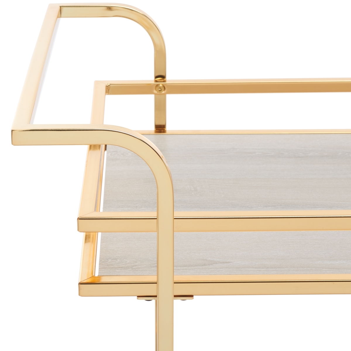 Lameris 2 Tier Bar Cart With Handle - Polished Gold / Grey - Safavieh - Image 2