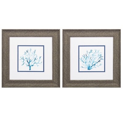 Azure Seafan - 2 Piece Picture Frame Painting Print Set on Glass - Image 0