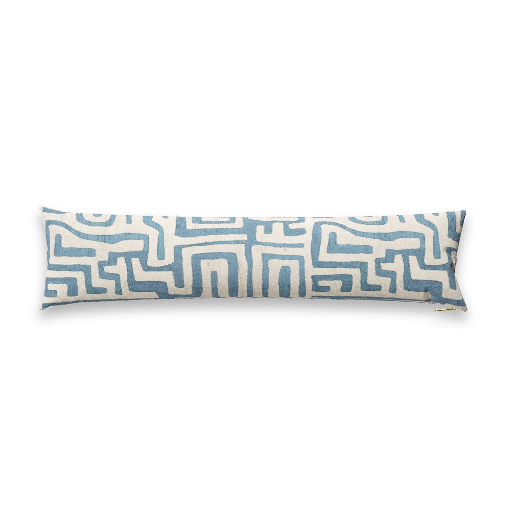 Indigo Classic Kuba Cloth Pillow by St. Frank | Blue | 48" W x 12" H | Cotton/Linen - Image 0