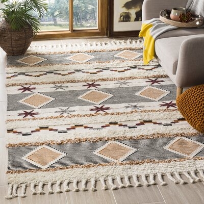 Aten Hand-Knotted Wool/Cotton Ivory Area Rug - Image 0