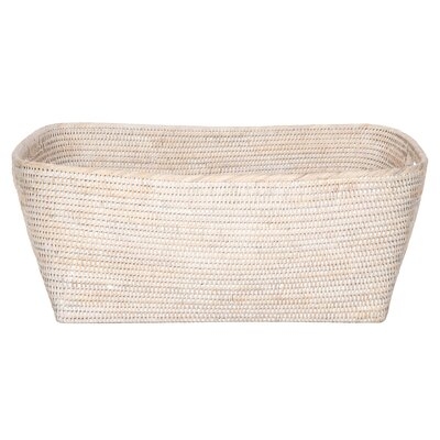 La Jolla Rattan Oblong Storage Basket, White-Wash, Large - Image 0