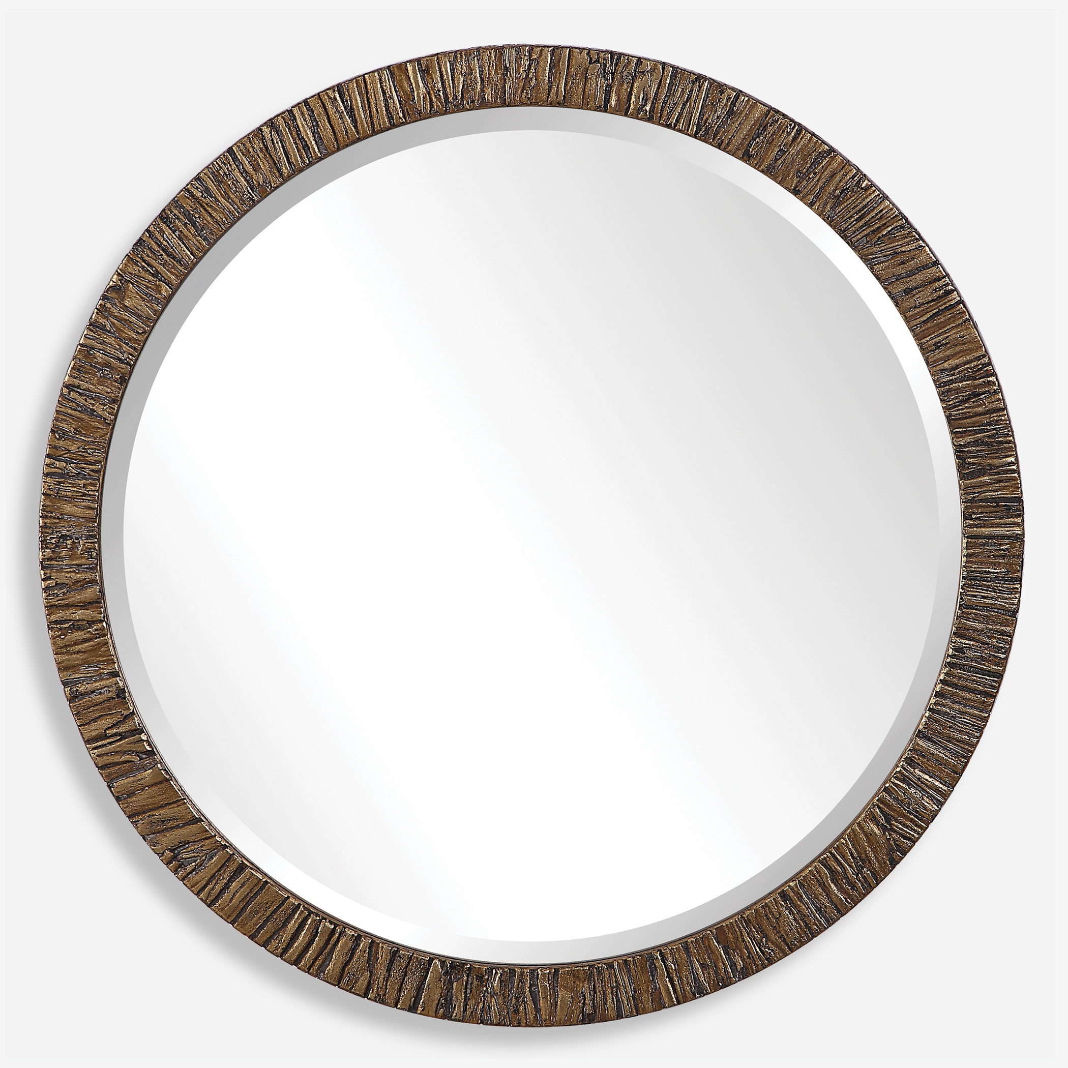 Wayde Gold Bark Round Mirror - Image 0