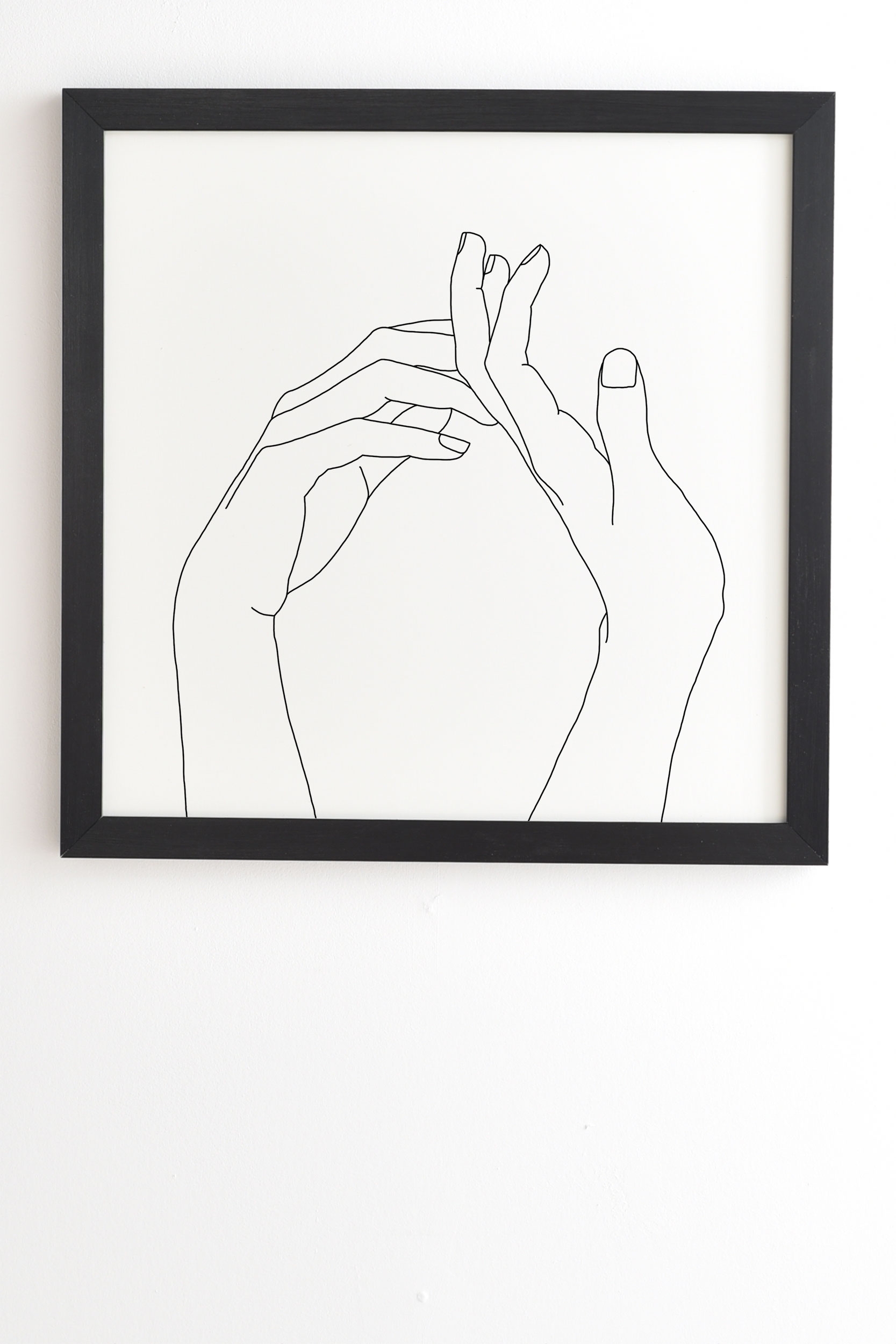 Hands Line Drawing Abi by The Colour Study - Framed Wall Art Basic Black 11" x 13" - Image 1