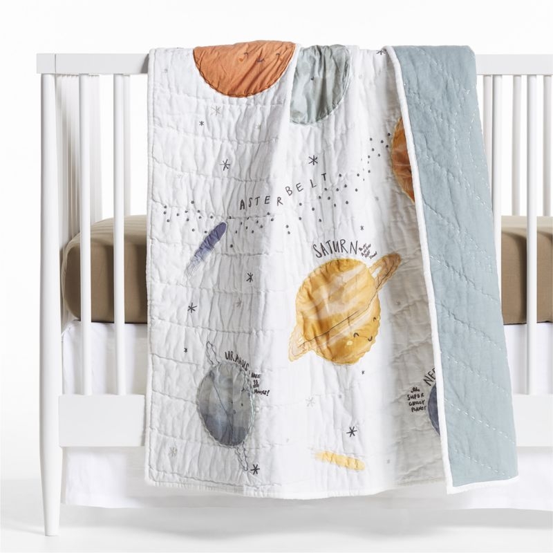 Outer Space Organic Cotton Baby Crib Quilt - Image 2